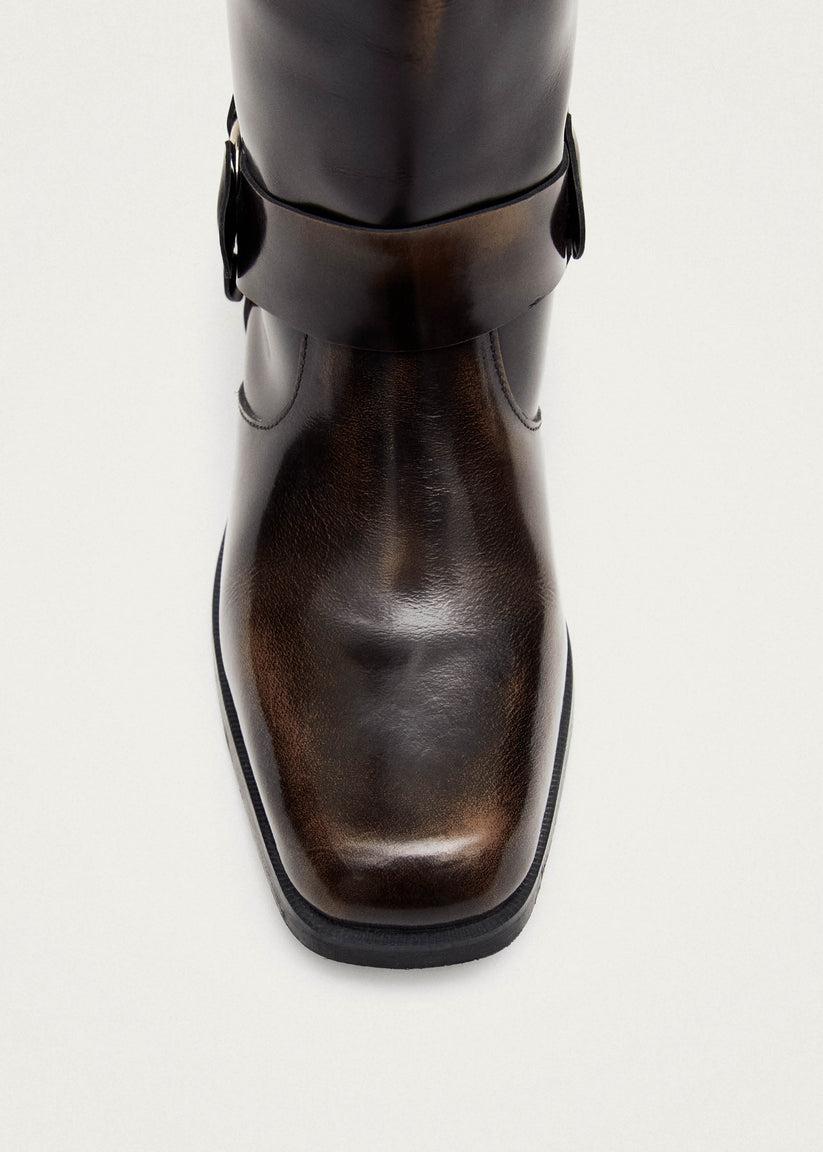 Alohas Rocky Brushed Botas de Cuero Marrón Ahorra y exporta