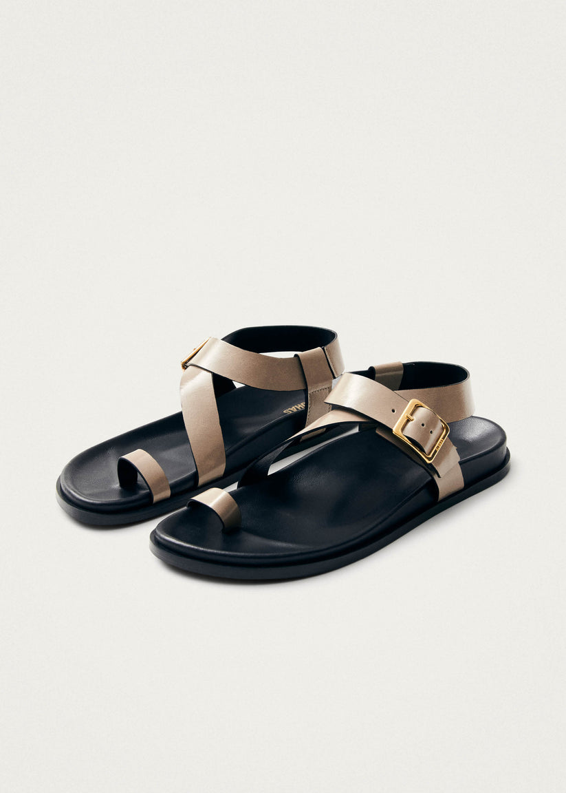 Alohas Siren Sandalias de Cuero Beige con Piedra Ónix Outlet online