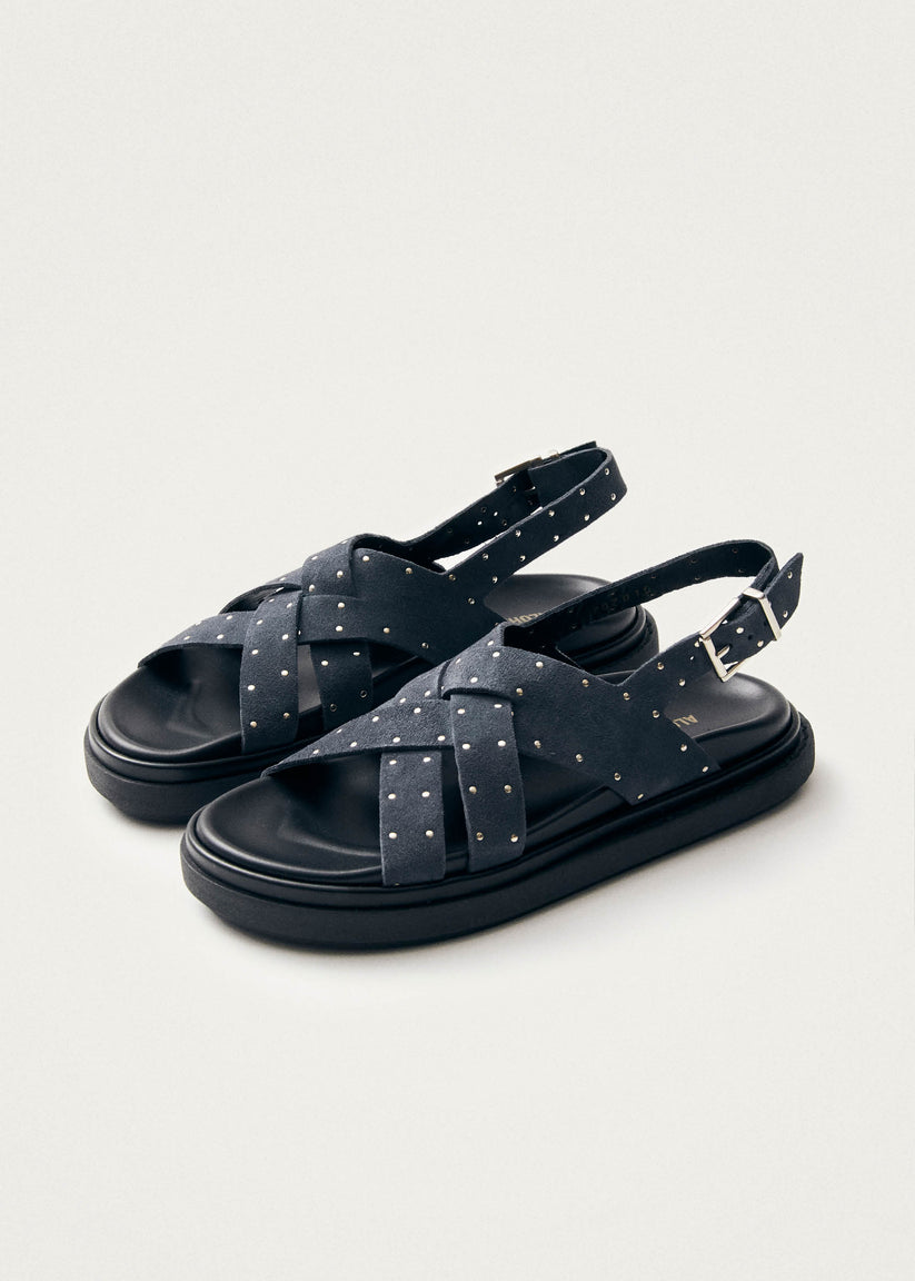 Alohas Trunca Sandalias de Cuero Ante Azul con Estrellas Ventas relámpago