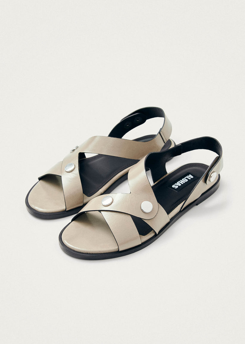 Alohas Mindy Onix Sandalias de Cuero Color Beige Ofertas especiales