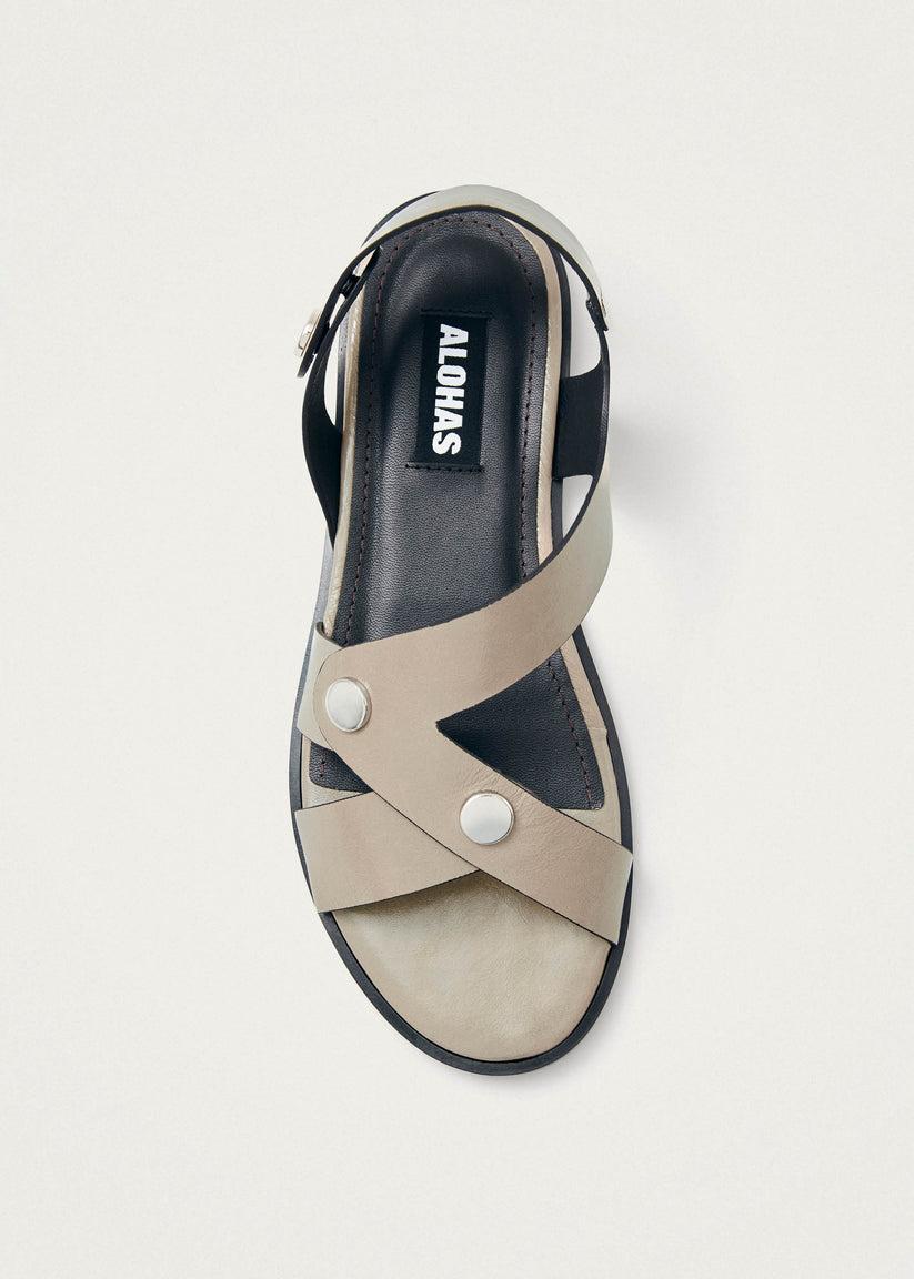 Alohas Mindy Onix Sandalias de Cuero Color Beige Ofertas especiales