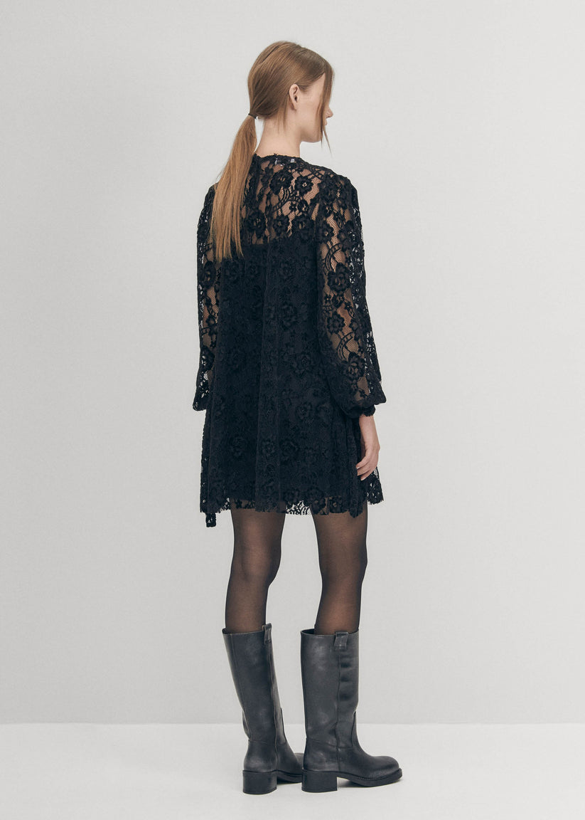 Alohas Dablon de Encaje Vestido Negro Los más vendidos