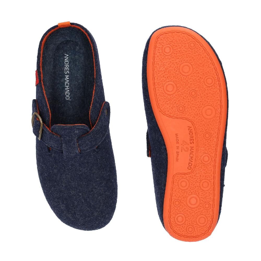 Andres machado Zapatillas de estar por casa con hebilla Unisex y tejido fieltro Azul Ofertas de temporada