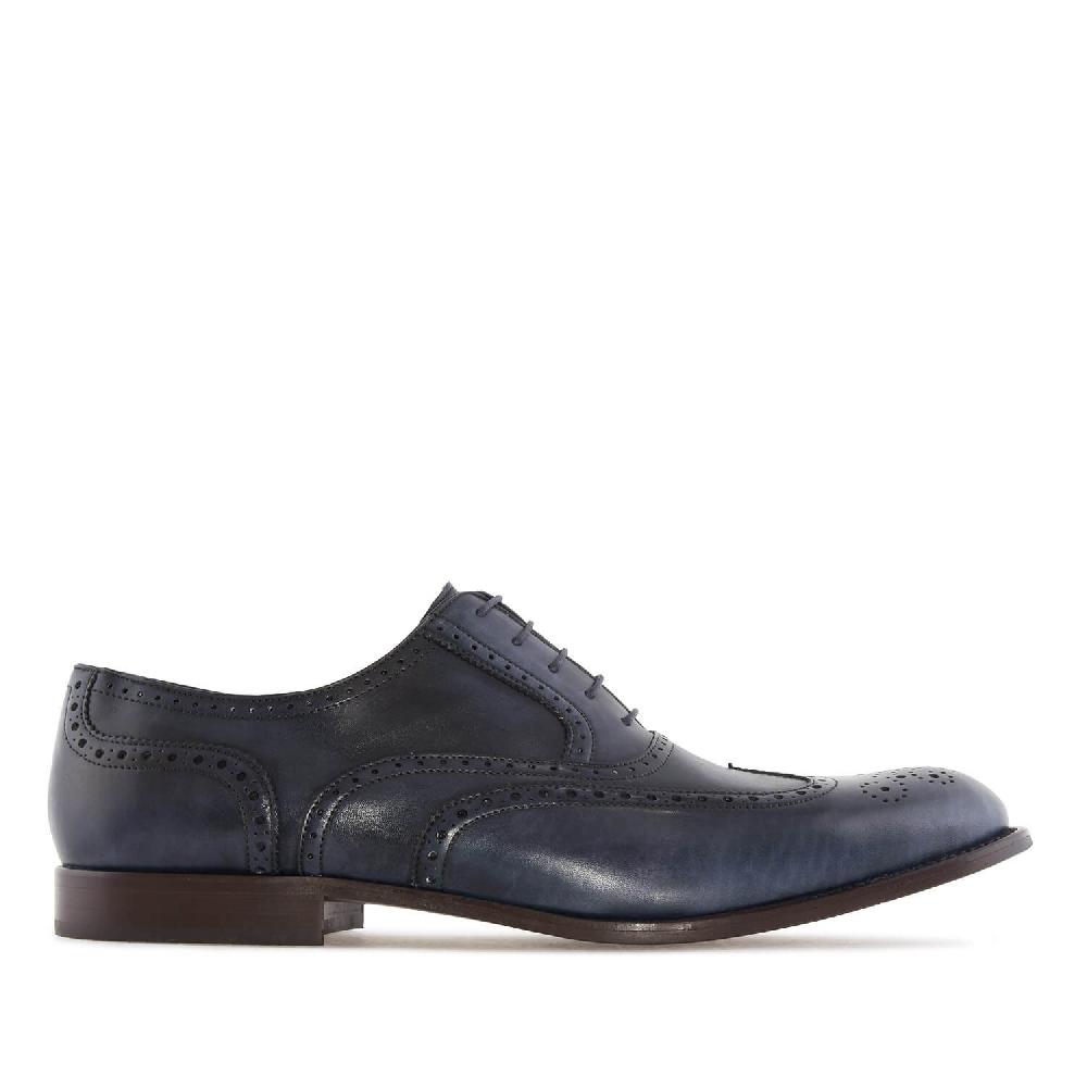Andres machado Zapato de Caballero estilo Oxford en Piel Azul Promoción trimestral