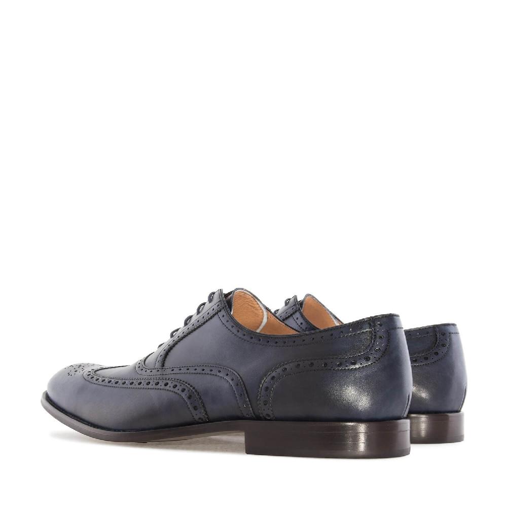Andres machado Zapato de Caballero estilo Oxford en Piel Azul Promoción trimestral