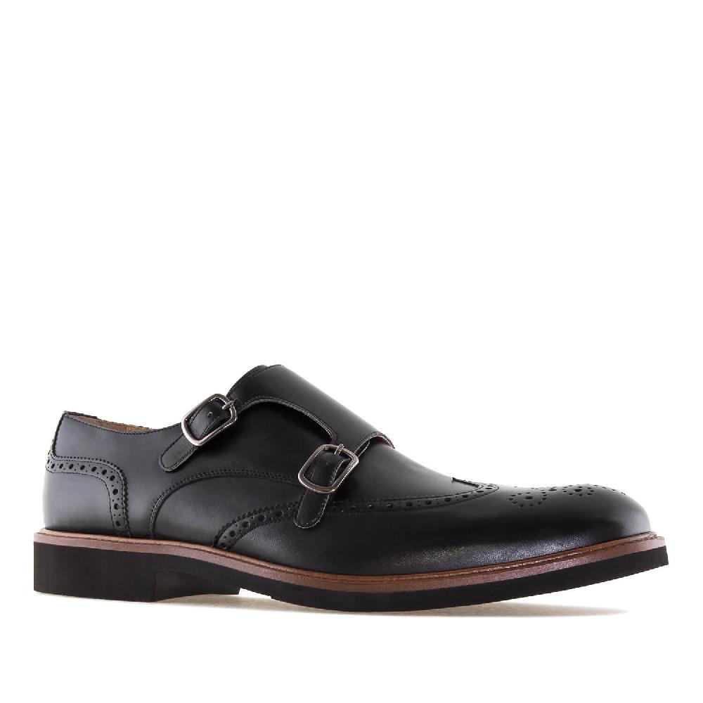 Andres machado Zapato Monk piel Negro Rebajas de fin de temporada
