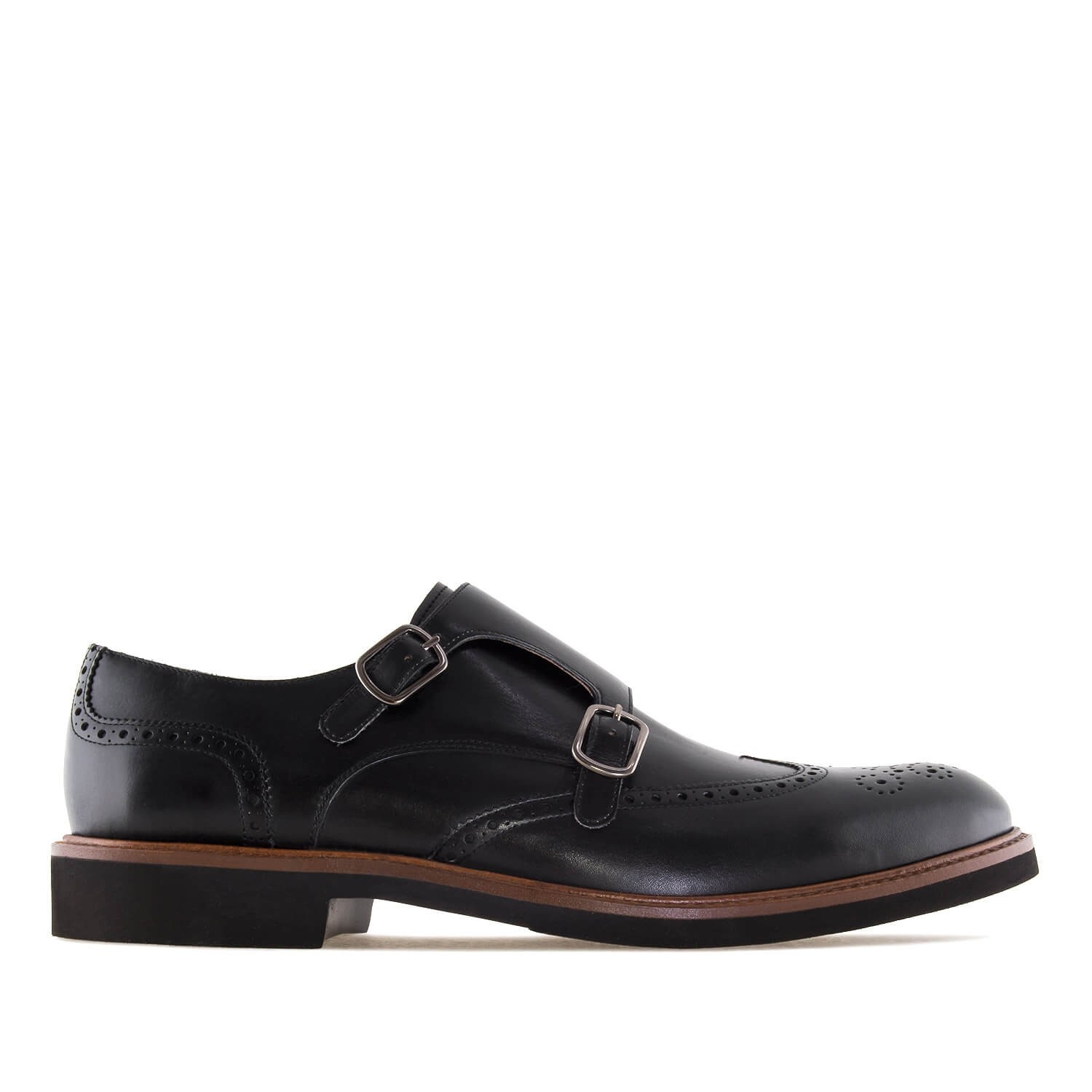 Andres machado Zapato Monk piel Negro Rebajas de fin de temporada