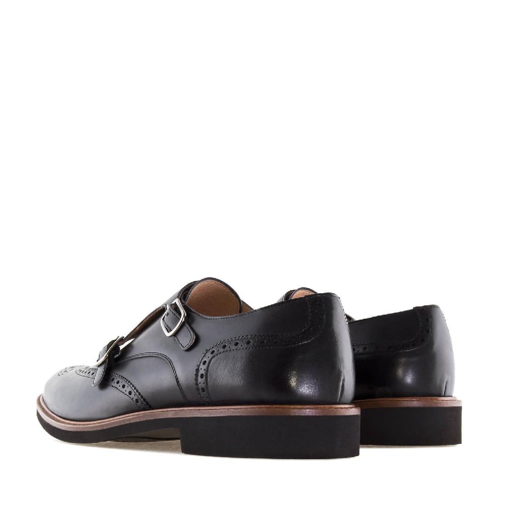 Andres machado Zapato Monk piel Negro Rebajas de fin de temporada