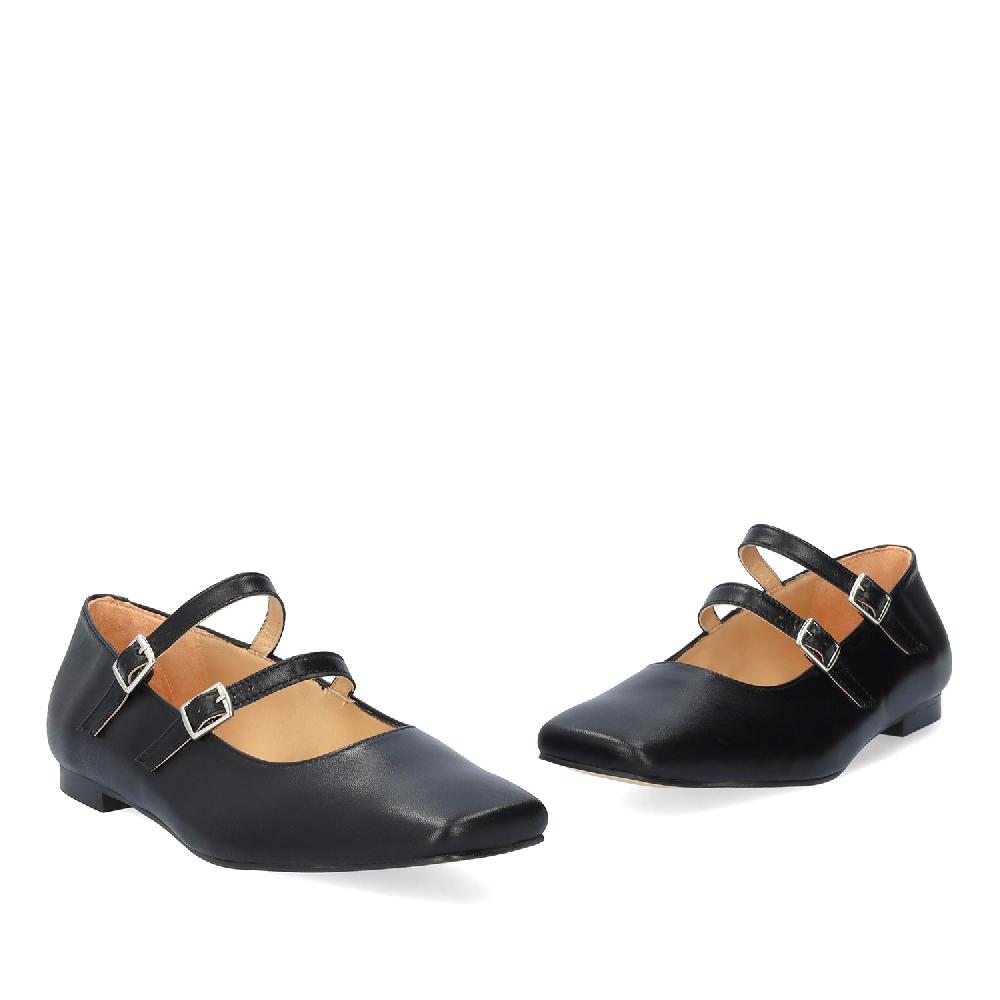 Andres machado Bailarina Piel Negro Estilo Mary Jane En oferta