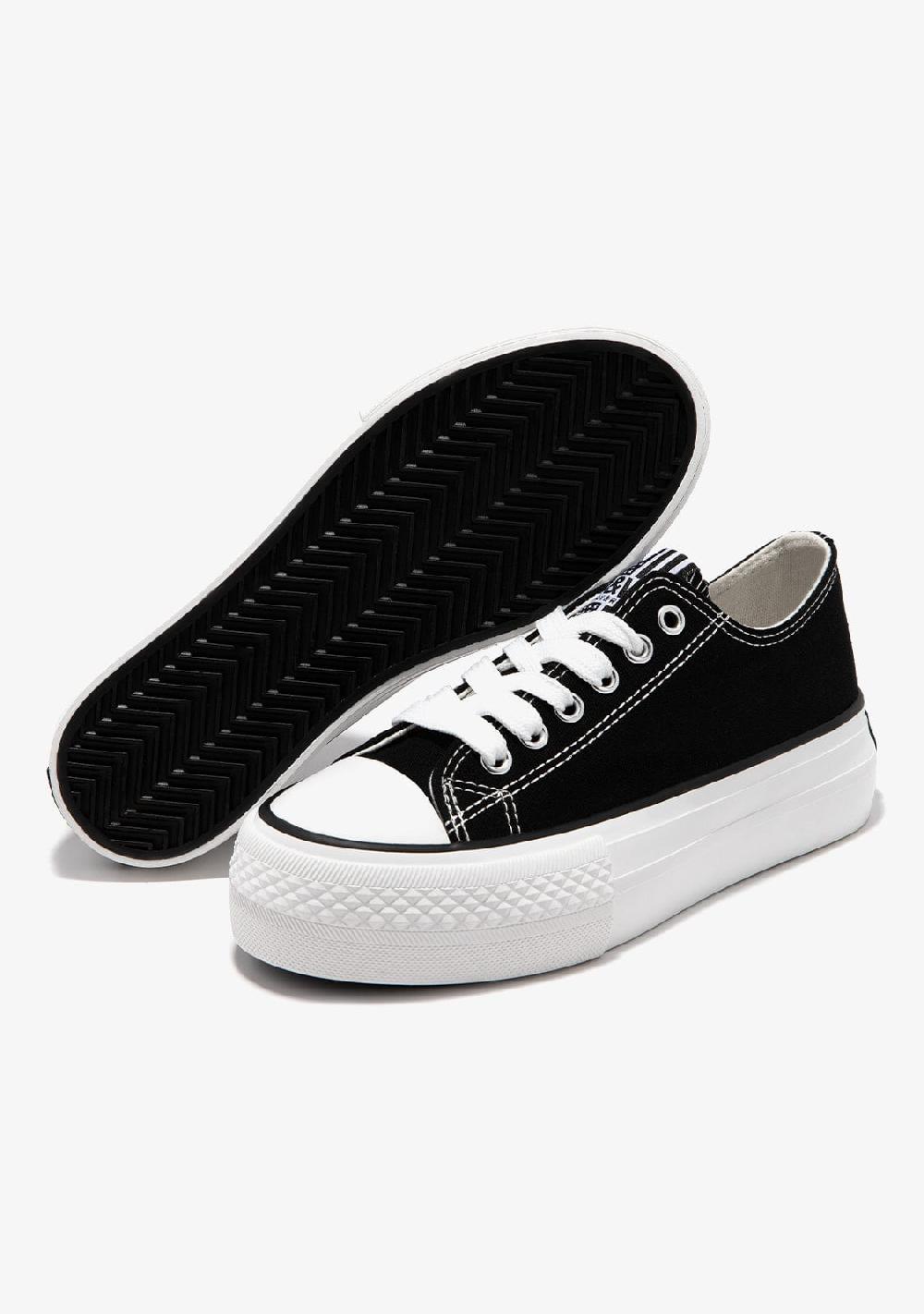 Break & walk Zapatillas Lona Plataforma Negro B&W Promoción por tiempo limitado