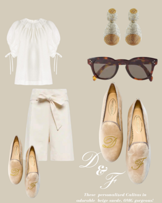 Calita Shoes LOAFERS BEIGE SUEDE GOLDEN INITIALS Descuentos del mes