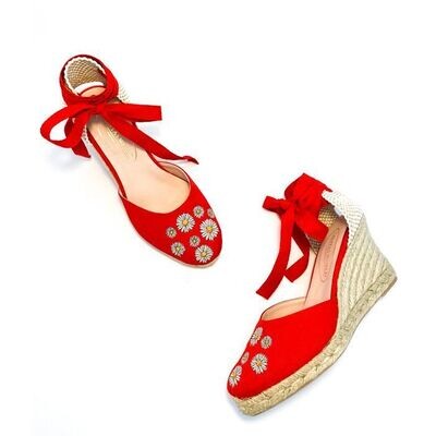 Calita Shoes ​CAMPESINAS RED DAISIES​ HEIGHT 9 CMS En oferta