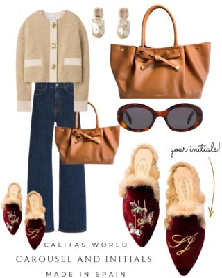 Calita Shoes ​MULES FUR BURGUNDY VELVET CAROUSEL AND INITIALS Ofertas de temporada