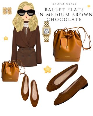 Calita Shoes BALLERINAS FLATS BROWN MEDIUM CHOCOLATE SUEDE ( CARIOCA 4345) R44 COMPRAR AHORA