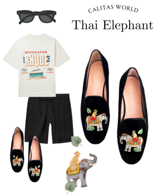 Calita Shoes ​LOAFERS MEN BLACK VELVET THAI ELEPHANT Rebajas online