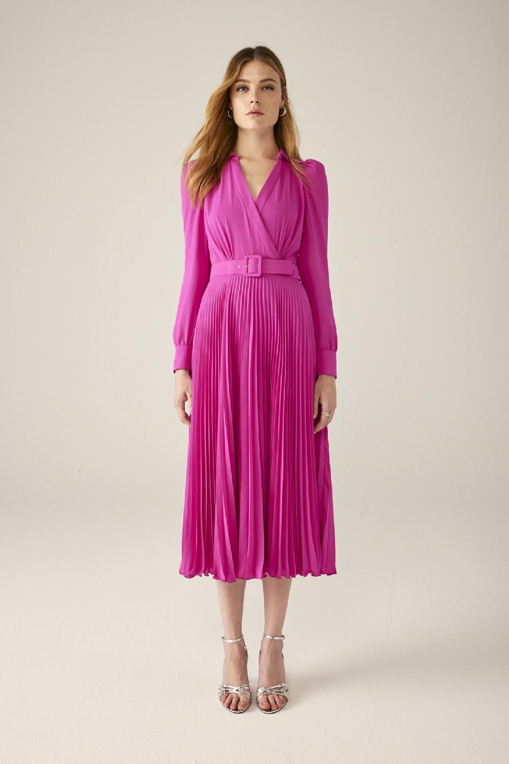 Carla ruiz Ref. 51117 Vestido plisado cruzado Oferta exclusiva