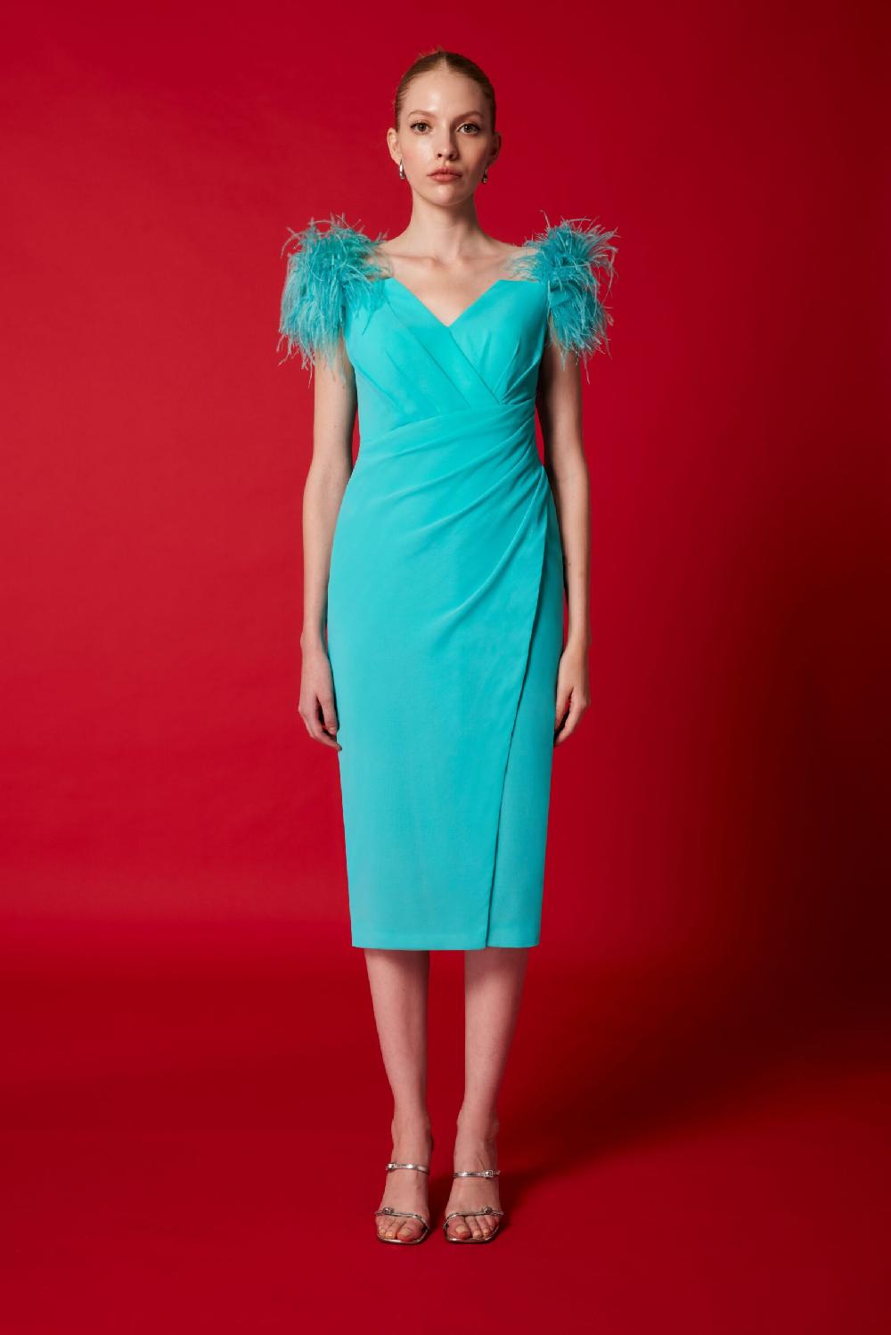 Carla ruiz Ref. 51635 Vestido midi plumas Superdescuento
