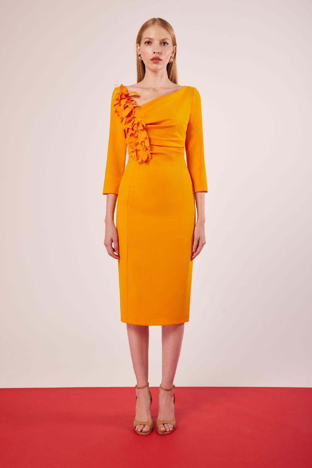 Carla ruiz Ref. 51510 Vestido pliegues flores Rebajas de fin de temporada