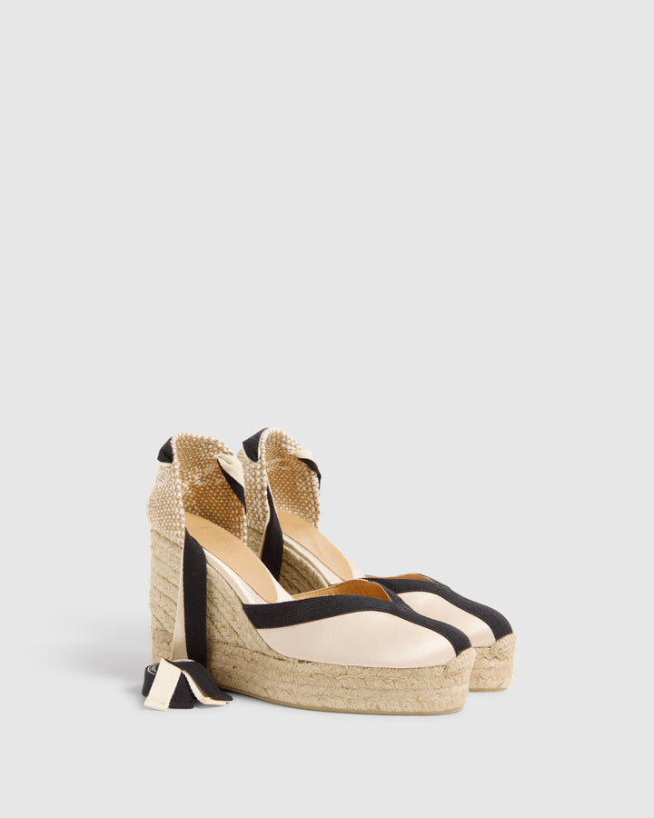 Castañer Alpargata Pala Talon Champagne/Negro Cuña Mujer | Castañer