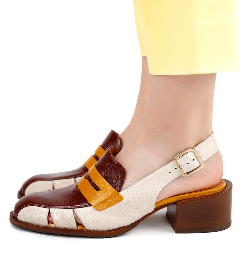 Chie mihara SENDAL WHITE AND BROWN Grandes ahorros