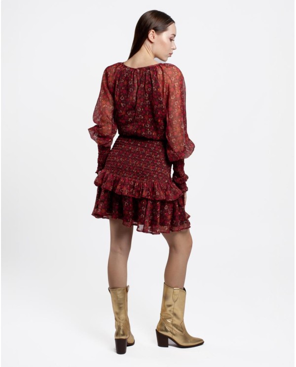 Cuplé MINI VESTIDO DRAPEADO CINTURA GASA ESTAMPADO FLORE Gran oferta