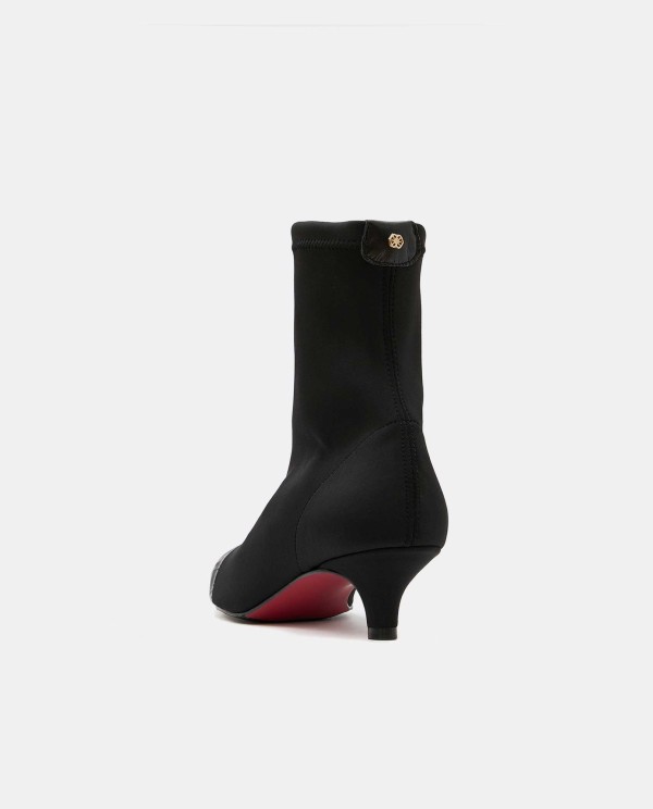 Cuplé BOTÍN NEGRO DE LICRA STRETCH CON PUNTERA DE PIEL Y TACÓN BAJO Mejor oferta
