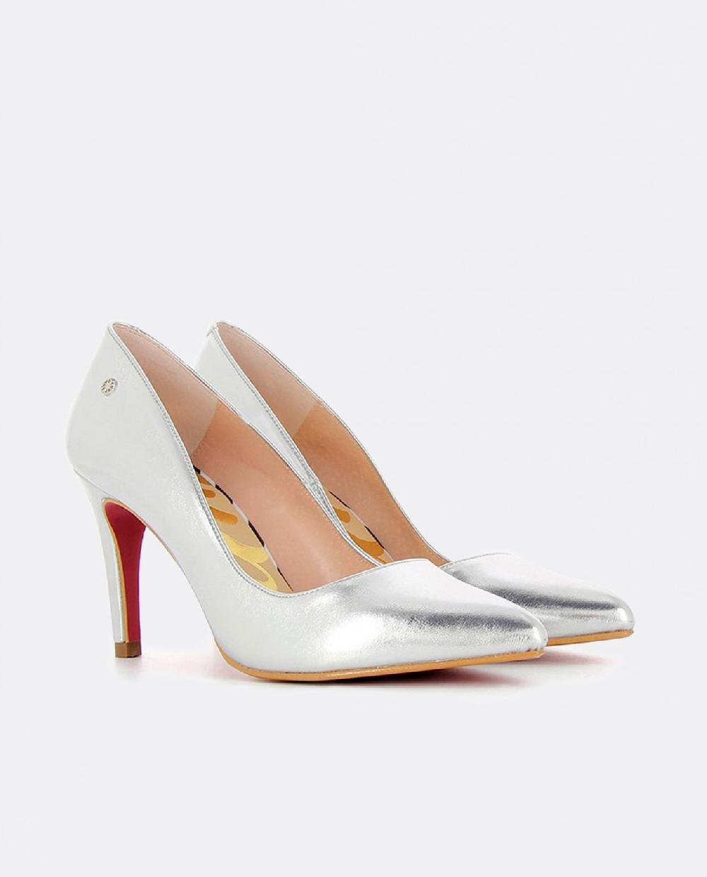 Cuplé STILETTO PLATA METALIZADO DE NAPA CON TACÓN ALTO Último día