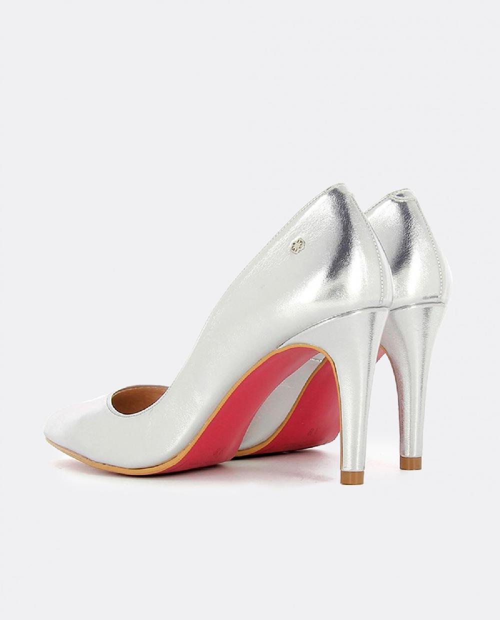 Cuplé STILETTO PLATA METALIZADO DE NAPA CON TACÓN ALTO Último día