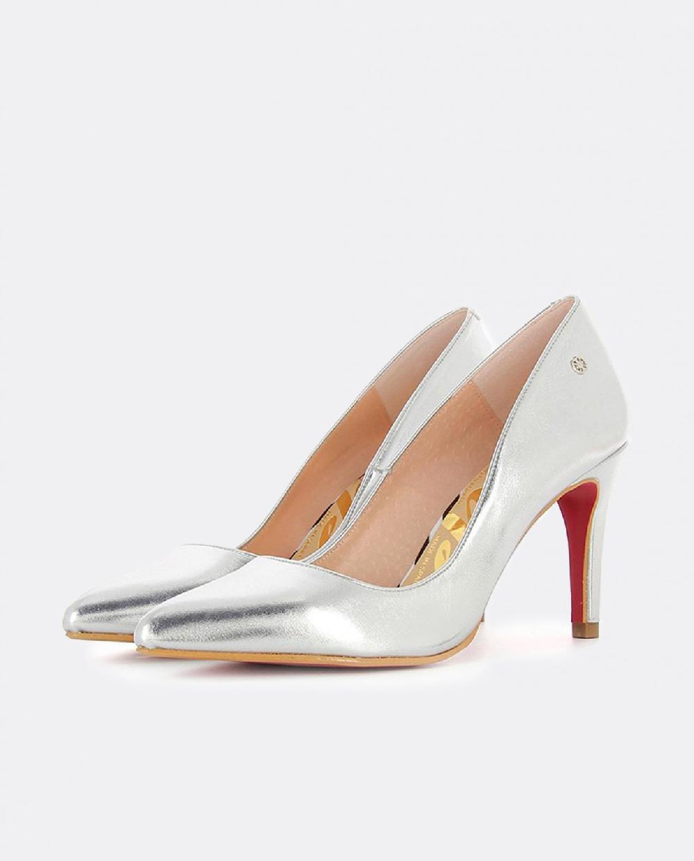 Cuplé STILETTO PLATA METALIZADO DE NAPA CON TACÓN ALTO Último día