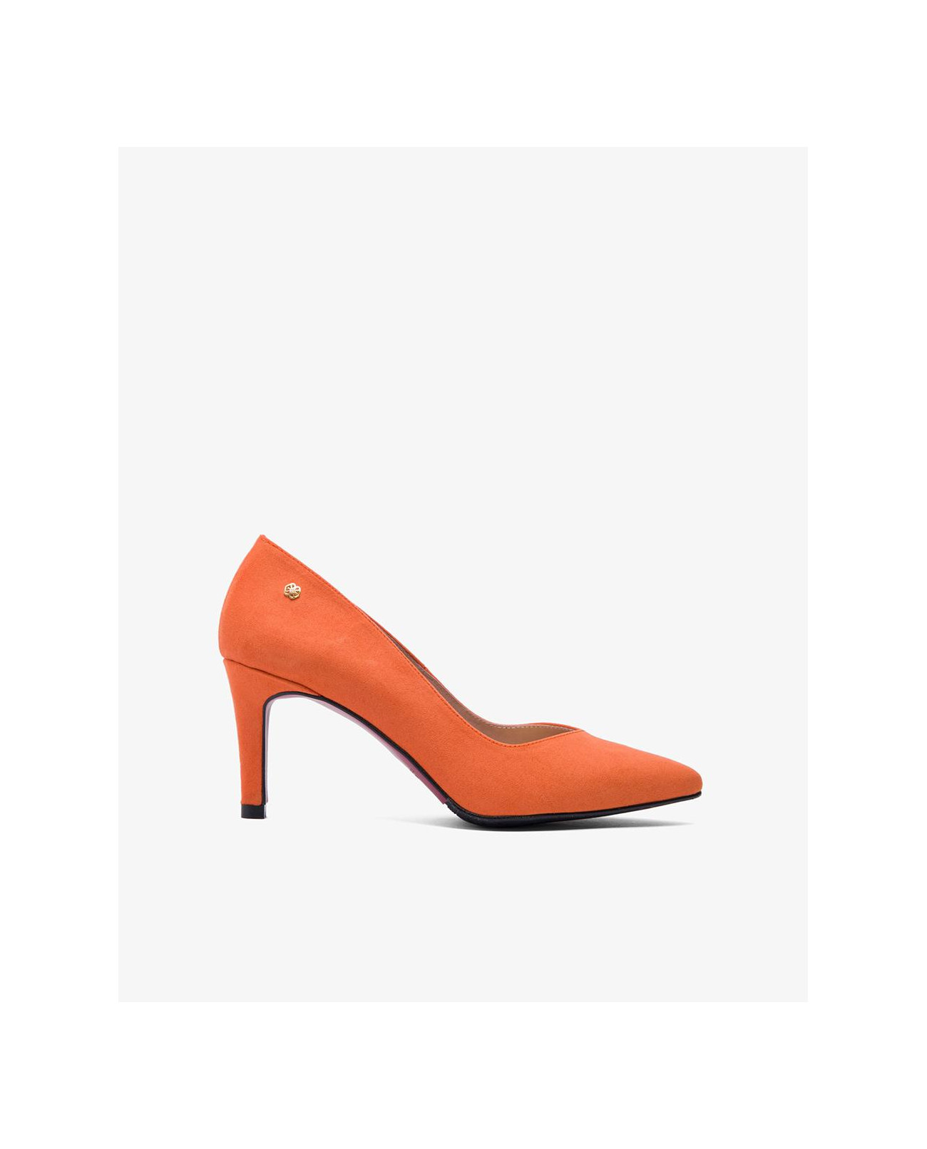 Cuplé SALÓN NARANJA DE ULTRASUEDE CON PUNTA FINA Y TACÓN MEDIO Precio de fábrica