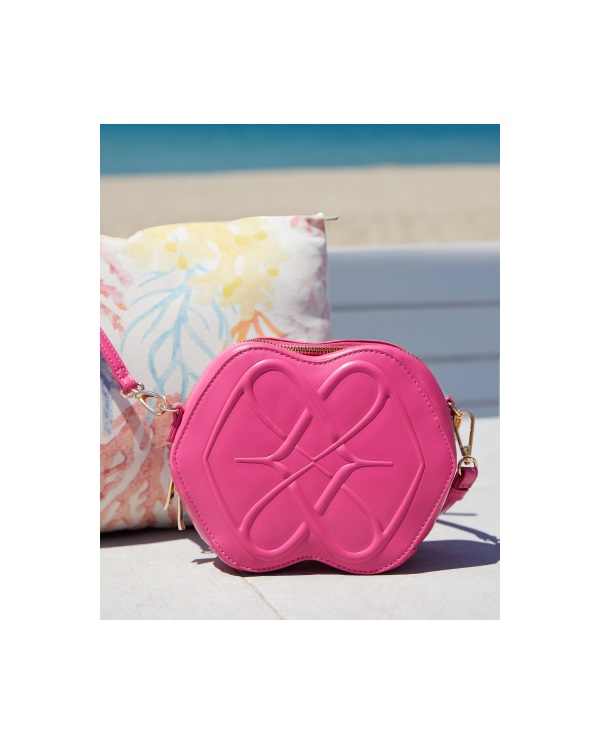 Cuplé BOLSO FUCSIA DE TECNOPIEL CON FORMA DE LOGO Y ASA LATERAL