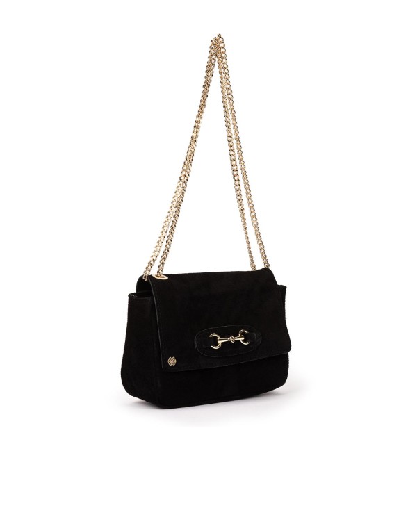 Cuplé BANDOLERA DE SERRAJE NEGRO CON CADENA DORADA Tienda