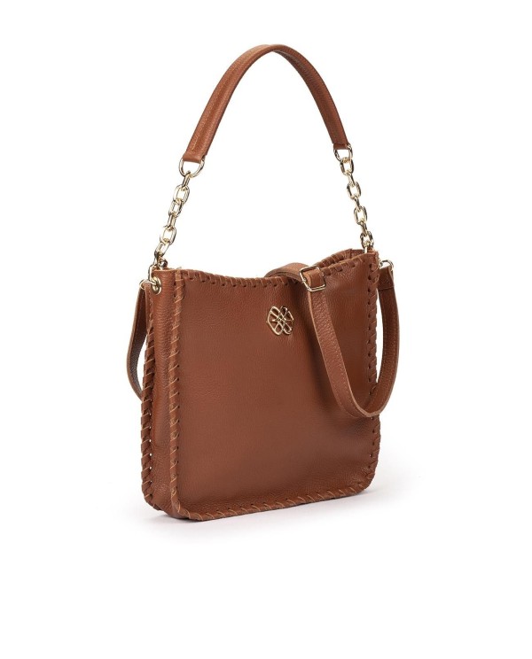 Cuplé BOLSO HOBO DE PIEL CUERO CON PESPUNTES Y CADENA DORADA Mejor oferta