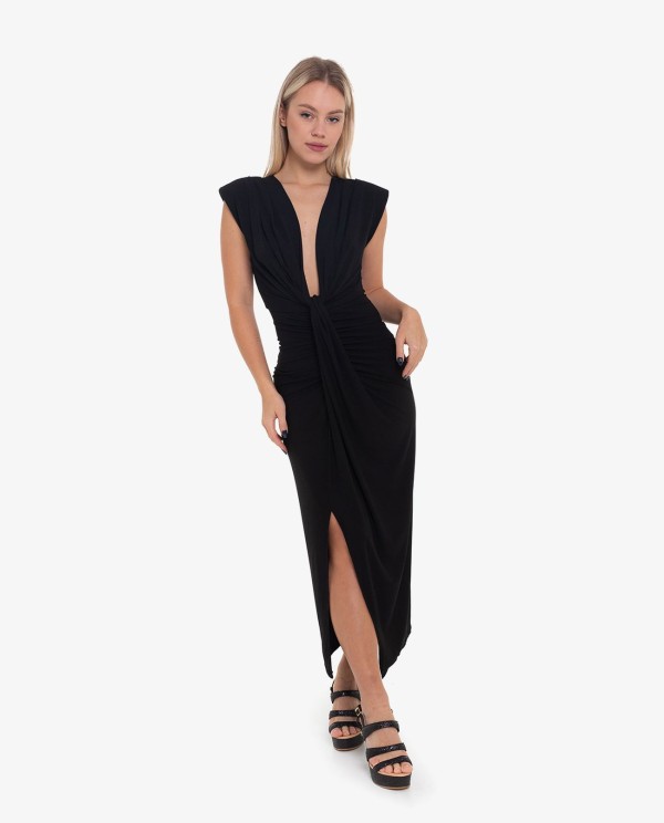 Cuplé VESTIDO AJUSTADO CON ESCOTE Y NUDO COLOR NEGRO