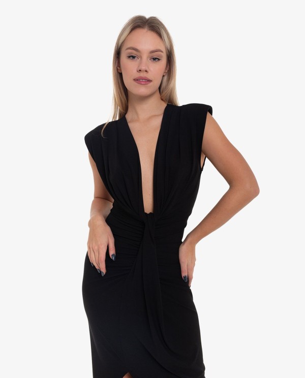 Cuplé VESTIDO AJUSTADO CON ESCOTE Y NUDO COLOR NEGRO Promoción trimestral