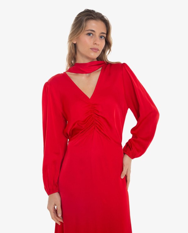 Cuplé VESTIDO CON DRAPEADO CENTRAL COLOR ROJO