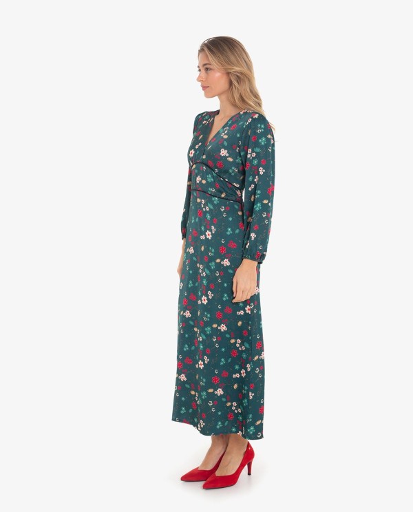 Cuplé VESTIDO ESCOTE PICO CON ESTAMPADO ASIÁTICO Envío internacional gratuito