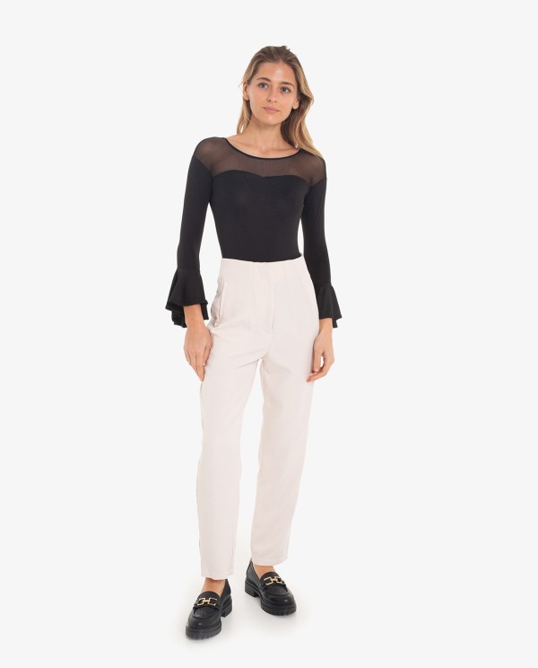 Cuplé PANTALÓN RECTO BEIGE CON PINZAS