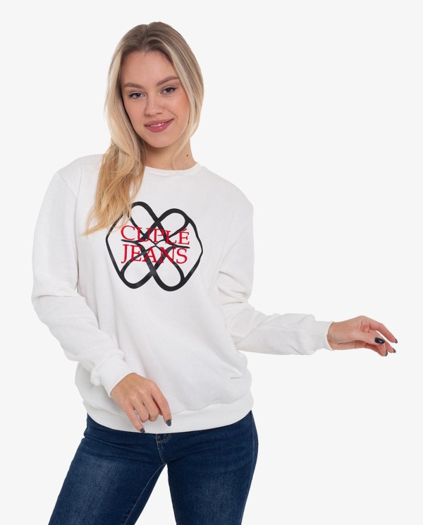 Cuplé SUDADERA BLANCA EN ALGODON CON LOGO CUPLE JEANS