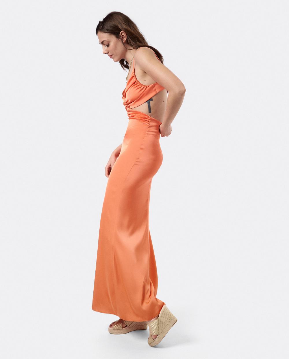 Cuplé VESTIDO ESCOTE DRAP SEDÍN NARANJA Oferta especial