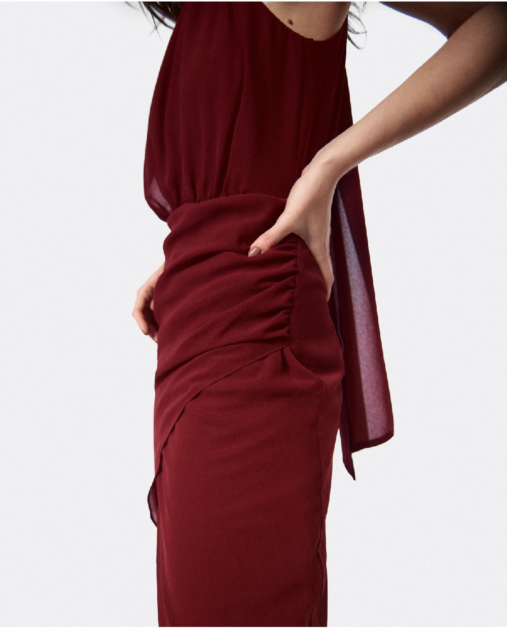 Cuplé VESTIDO ESCOTE HALTER GASA BURDEOS COMPRAR AHORA