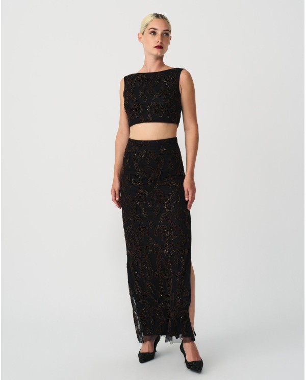 Cuplé CONJUNTO TOP FALDA GASA NEGRO