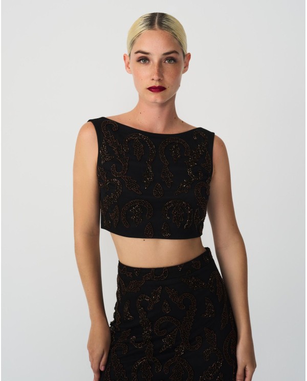 Cuplé CONJUNTO TOP FALDA GASA NEGRO Ofertas de temporada