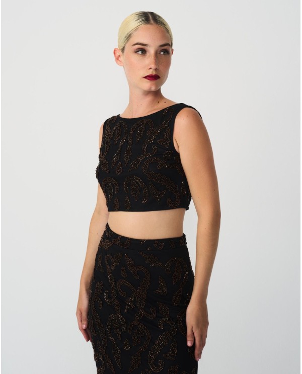 Cuplé CONJUNTO TOP FALDA GASA NEGRO Ofertas de temporada