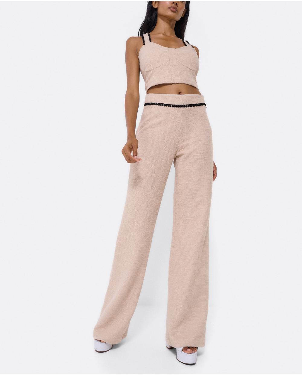 Cuplé PANTALON PUNTILLA TWEED BEIG
