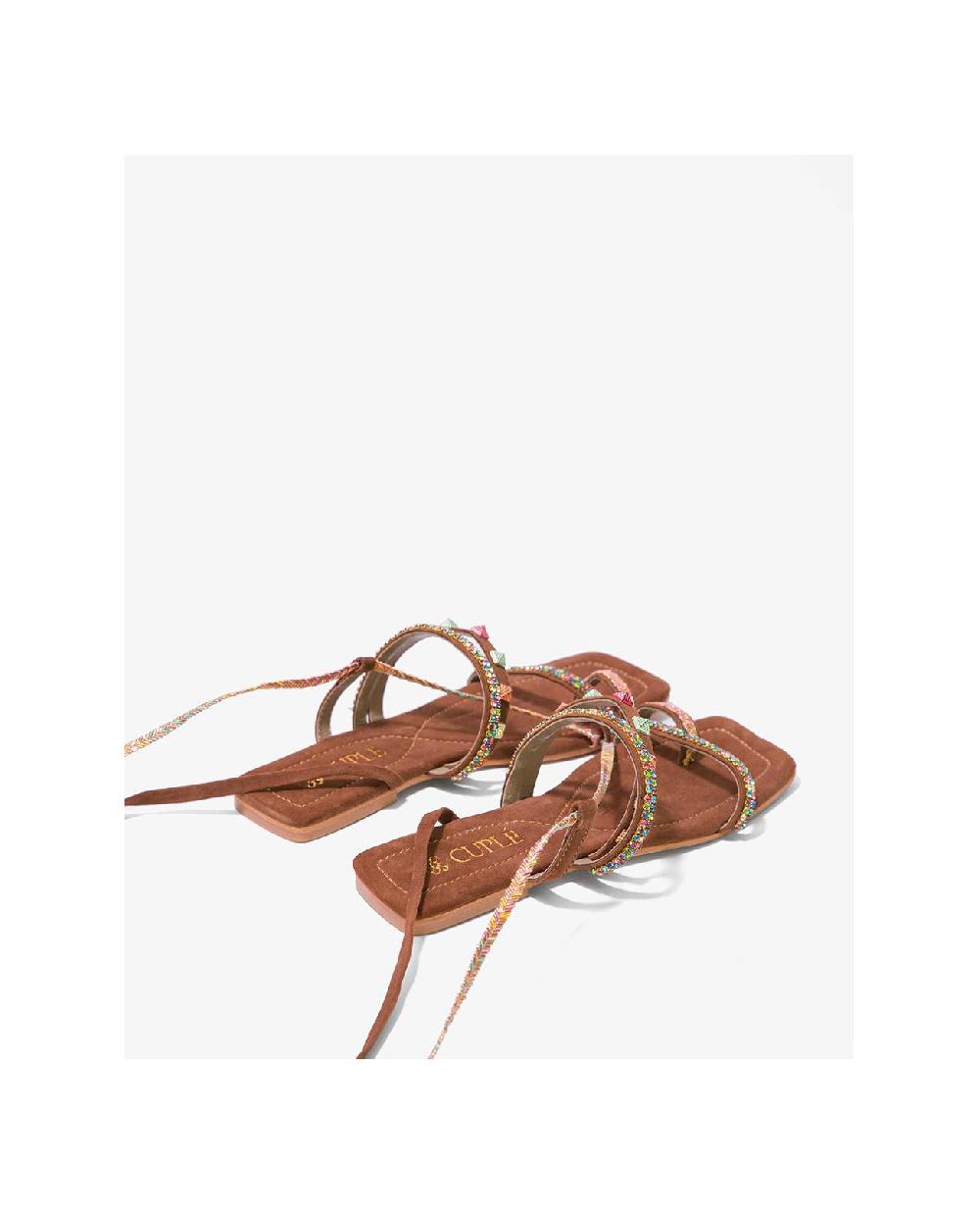 Cuplé SANDALIA TACHAS MULTI SERRAJE CUERO Venta caliente