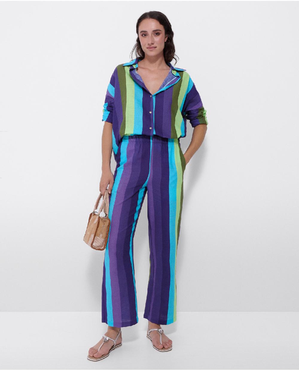 Cuplé PANTALON RECTO ALGODON RAYAS AZUL
