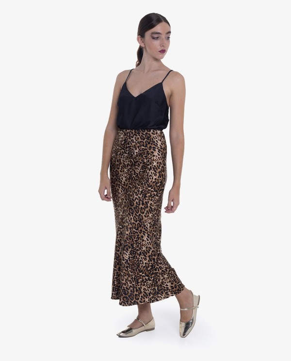 Cuplé FALDA MIDI CON ESTAMPADO DE LEOPARDO