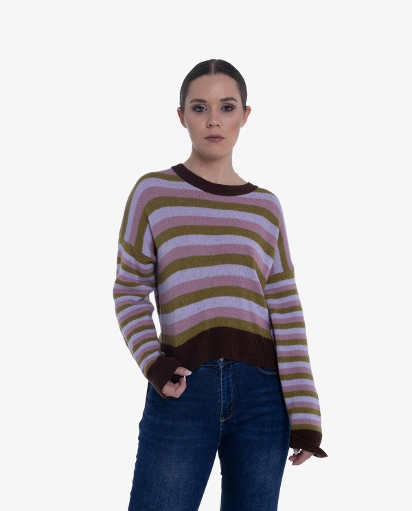 Cuplé JERSEY DE PUNTO MULTICOLOR CON RAYAS Y CORTE RELAJADO Liquidación