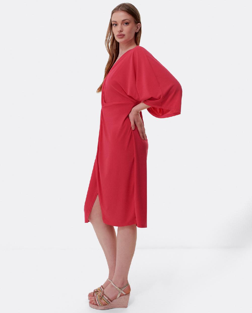 Cuplé VESTIDO MAXI MANGAS PUNTO FUCSIA